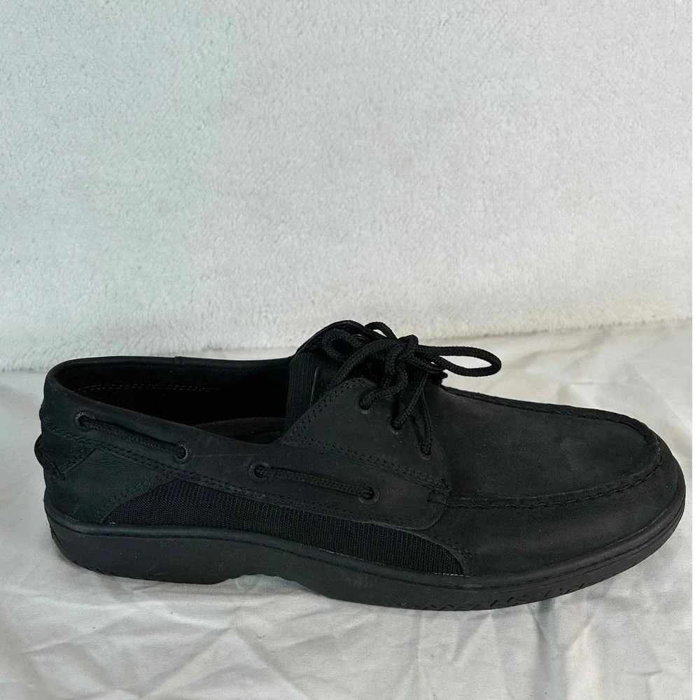 Sperry Mens Size 13 Boat Shoes Leather Lace Up Casual Comfort Loafers Black